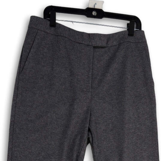 NWT Womens Gray Flat Front Slash Pocket Straight Leg Dress Pants Size 12 image number 3