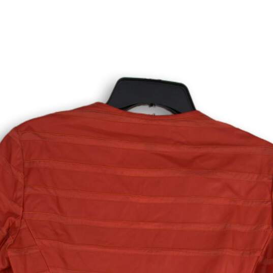 Womens Red Striped V-Neck Long Sleeve Hook & Eye Jacket Size 4 image number 4