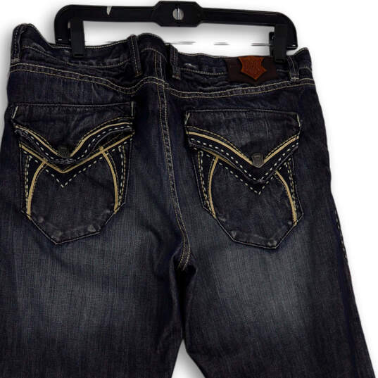 Mens Blue Denim Medium Wash Pockets Distressed Straight Leg Jeans Size 34 image number 4