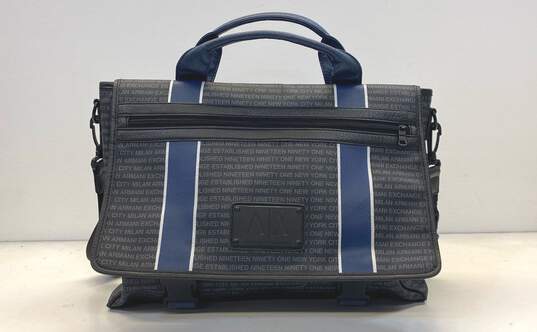 Armani Exchange Multi Stripe Logo Print Shoulder Briefcase Messenger Bag image number 1