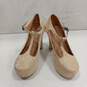 Beige Floral Lace Mary Jane T-Strappy Heels EU Size 38 image number 1