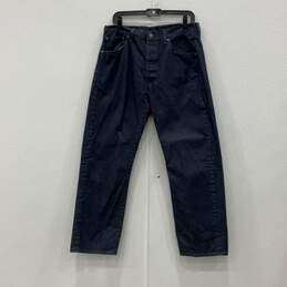 Mens 501 Blue Dark Wash 5-Pocket Design Denim Straight Jeans Size 30/34 alternative image