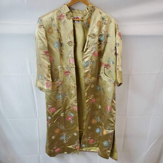 Vintage Peony Shanghai China Gold Multicolor Duster Coat in Size 38 image number 1