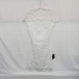 Lulus White Floral Open Back Sheath Dress WM Size L NWT
