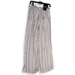Womens Gray White Striped Elastic Waist Straight Leg Palazzo Pants Size 4