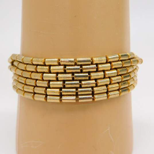 Vintage Kramer Gold Tone Tube Bead Multi Strand Bracelet 51.0g image number 2