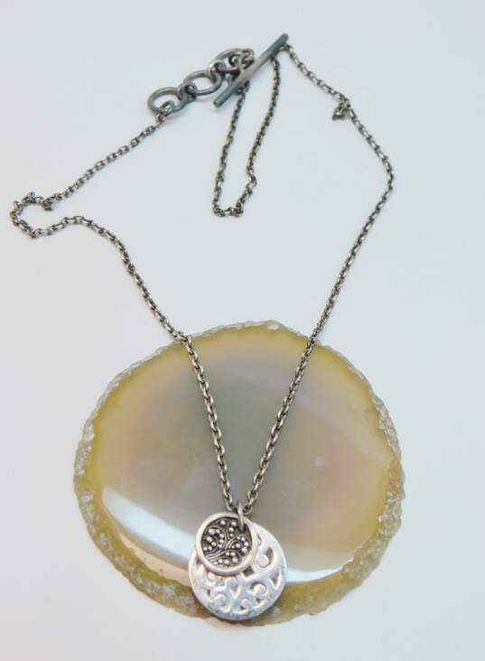 Designer Lois Hill 925 Sterling Silver Scrolled & Granulated Pendant Necklace 9.3g image number 1