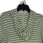 Womens Green Gray Striped Hooded Long Sleeve Full-Zip Cardigan Sweater Sz L image number 4