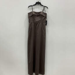 NWT Womens Gray Beaded Strapless Front Pocket Back Zip Gown Maxi Dress Sz 8