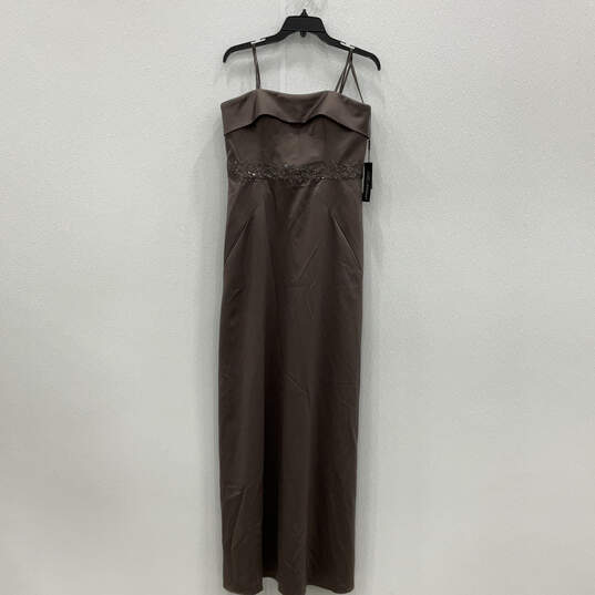NWT Womens Gray Beaded Strapless Front Pocket Back Zip Gown Maxi Dress Sz 8 image number 1