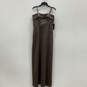 NWT Womens Gray Beaded Strapless Front Pocket Back Zip Gown Maxi Dress Sz 8 image number 1