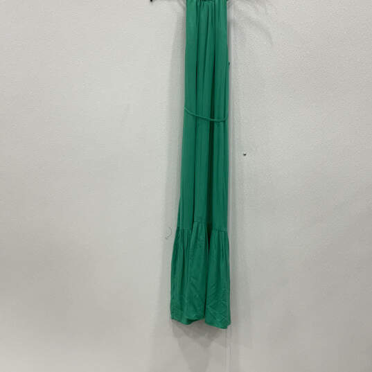 NWT Womens Green Sleeveless Halter Neck Tie Waist Maxi Dress Size Small image number 2