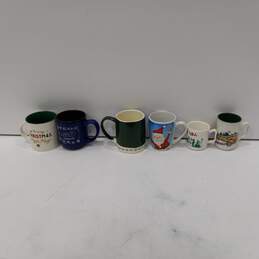 6 Assorted Size Porcelain Christmas Coffee Mugs alternative image