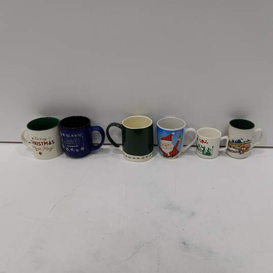 6 Assorted Size Porcelain Christmas Coffee Mugs image number 2