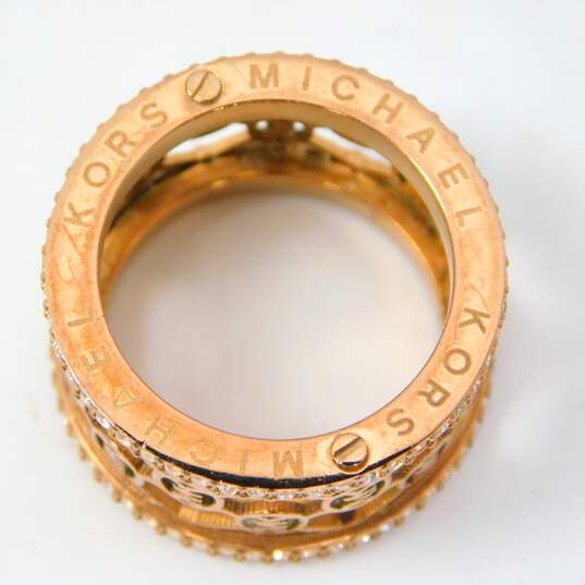 Michael Kors Rose Gold Tone Monogrammed Logo Ring image number 4