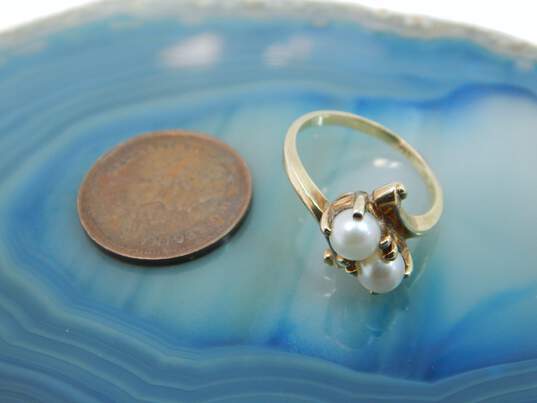 Vintage 10K Yellow Gold Pearl Ring 2.5g image number 5