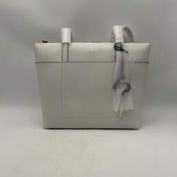 NWT Kate Spade New York Womens White Leather Double Handle Zipper Tote Bag Purse