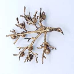 925Sterling Silver Gold Plated Tree Brooch w/ Glass alternative image