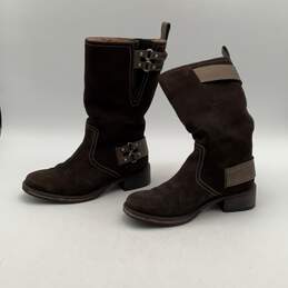 NIB Cole Haan Womens Dark Chocolate Suede Mid-Calf Riding Boots Size 6 alternative image