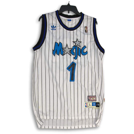 Mens White Blue Orlando Magic Tracy McGrady #1 MBA Basketball Jersey Size L image number 1