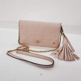 Tory Burch Quilted Pink Leather Chain Strap Small Crossbody Bag