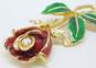 Multi Color Enamel Gold Tone Flowers & Leaves Brooches image number 8