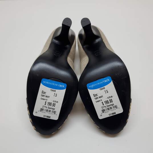 Tory Burch Pump Classic Sylvia Linen Pump Shoes Size 7.5 image number 6