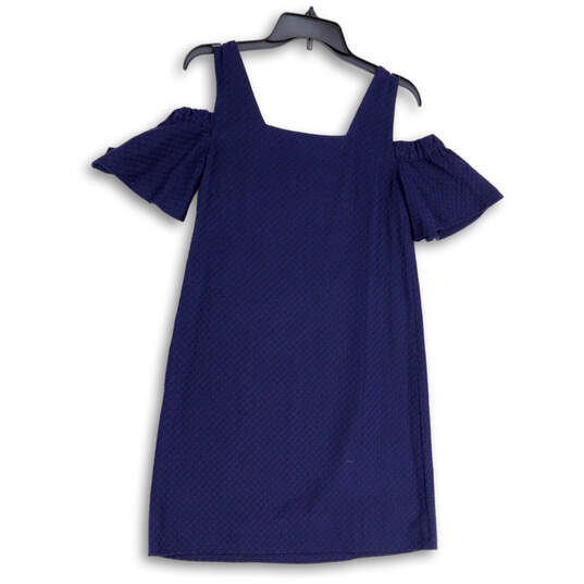 Womens Blue Square Neck Cold Shoulder Short Sleeve Mini Dress Size XS image number 2