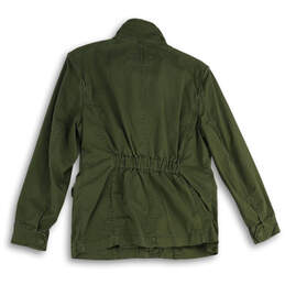 Womens Green Long Sleeve Mock Neck Full-Zip Military Jacket Size SP alternative image