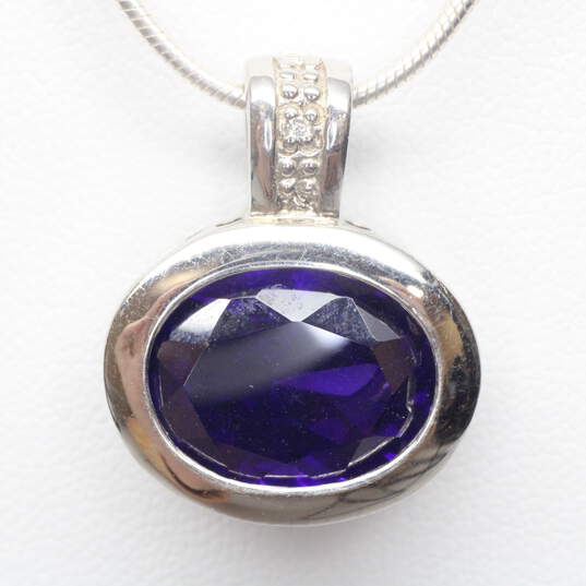 Sterling Silver Diamond Accent Purple Cubic Zirconia Pendant Necklace - 12.7g image number 1