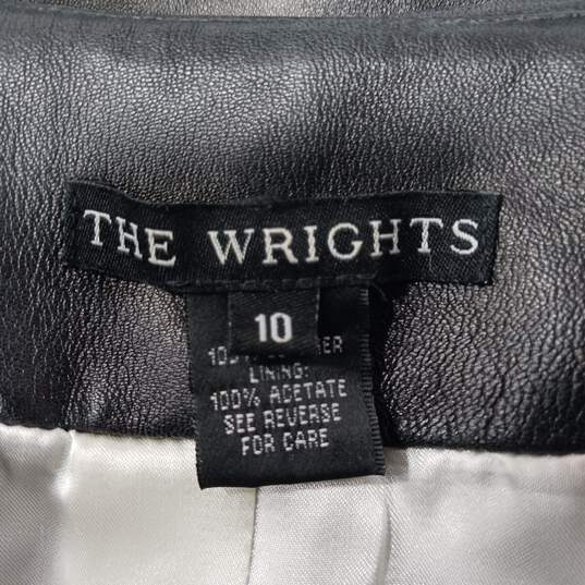 The Wrights Women's Black Leather Blazer Jacket Size 10 image number 4