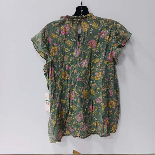 Nanette Lepore Green/Floral Pattern Top Size L W/Tags image number 2