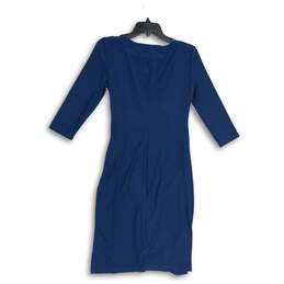 NWT Ralph Lauren Womens Blue Long Sleeve Keyhole Neck Sheath Dress Size 4 alternative image