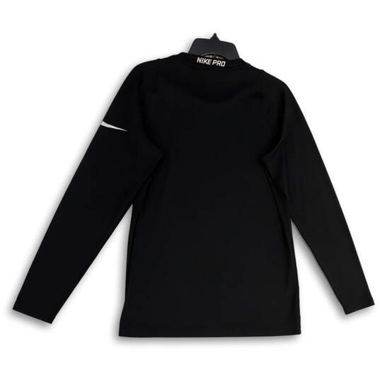 Mens Black Long Sleeve Crew Neck Dri Fit Stretch Pullover T-Shirt Size M image number 2
