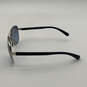 Mens Blue Silver Metal Full Rim Blue Lens Aviator Sunglasses With Case image number 4