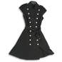 Womens Black Cap Sleeve Spread Collar Button Front A-Line Dress Size 4 image number 1