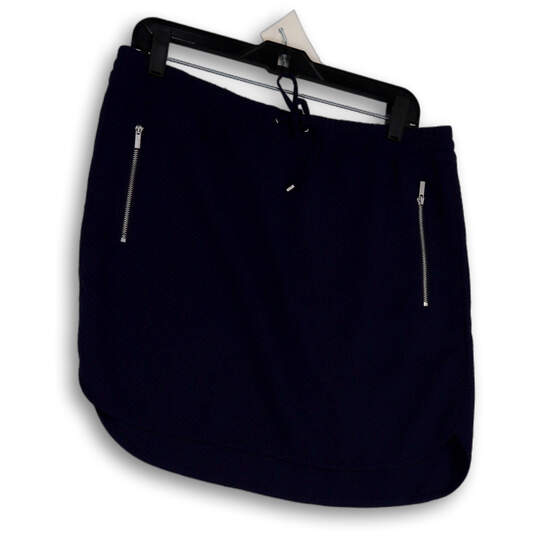 Womens Blue Flat Front Elastic Waist Pockets Drawstring Mini Skirt Size S image number 1