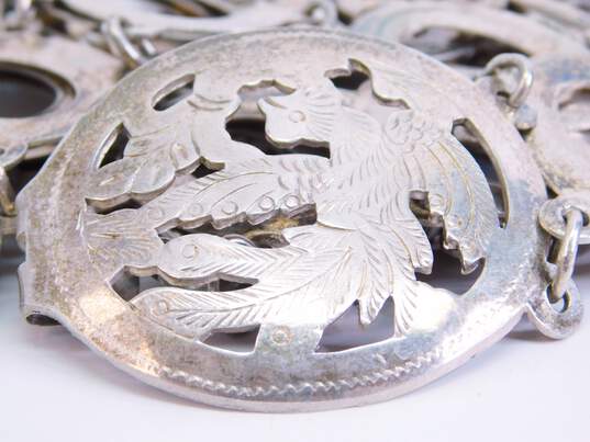 Vintage Sinah Store 70% Silver Siam Peacock Buckle Open Oval Link Belt 175.9g image number 3