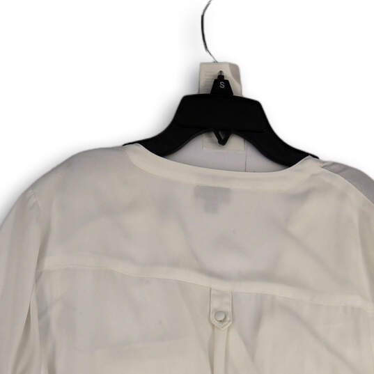 Womens White Button Front Pockets 3/4 Sleeve Pullover Blouse Top Size 0 image number 1