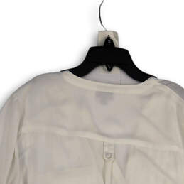 Womens White Button Front Pockets 3/4 Sleeve Pullover Blouse Top Size 0