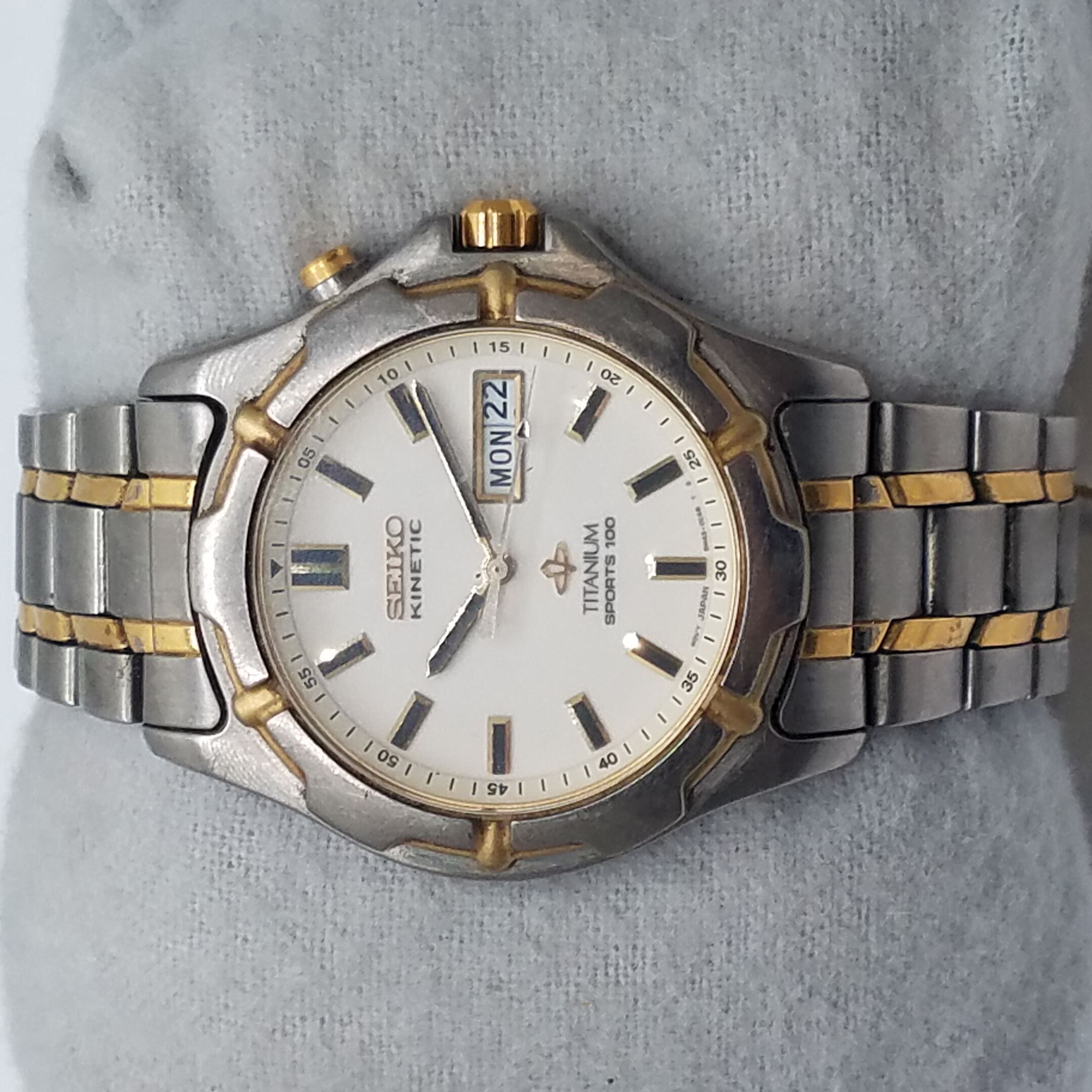 Buy the Seiko Kinetic 5M43-0B69 Skeleton Titanium Watch | GoodwillFinds