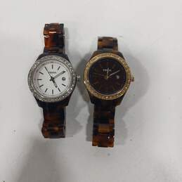 2pc Set of Women's Fossil Faux Tortoise Shell Watches