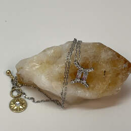 Designer Swarovski Two-Tone Toggle Clasp Crystal Cut Stone Pendant Necklace