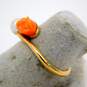14K Yellow Gold Carved Coral Rose & Pearl Bypass Ring 2.5g image number 4