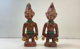 Hand Crafted 8 in Wood Sculptures 2- African Influence Decorative Figurines