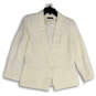 Womens White Shawl Collar Long Sleeve Single Button Blazer Size 10 image number 1