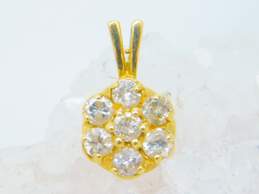 14K Yellow Gold 0.42 CTTW Round Diamond Cluster Flower Pendant 1.1g