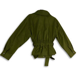 Womens Green Long Sleeve Pockets Collared Belted Full-Zip Jacket Size XL alternative image
