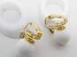 Vintage Crown Trifari White & Gold Tone Clip-On Drop Earrings 5.7gs 5.7g image number 2