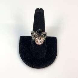 Designer Sorrelli Silver-Tone Clear Crystal Adjustable Band Ring